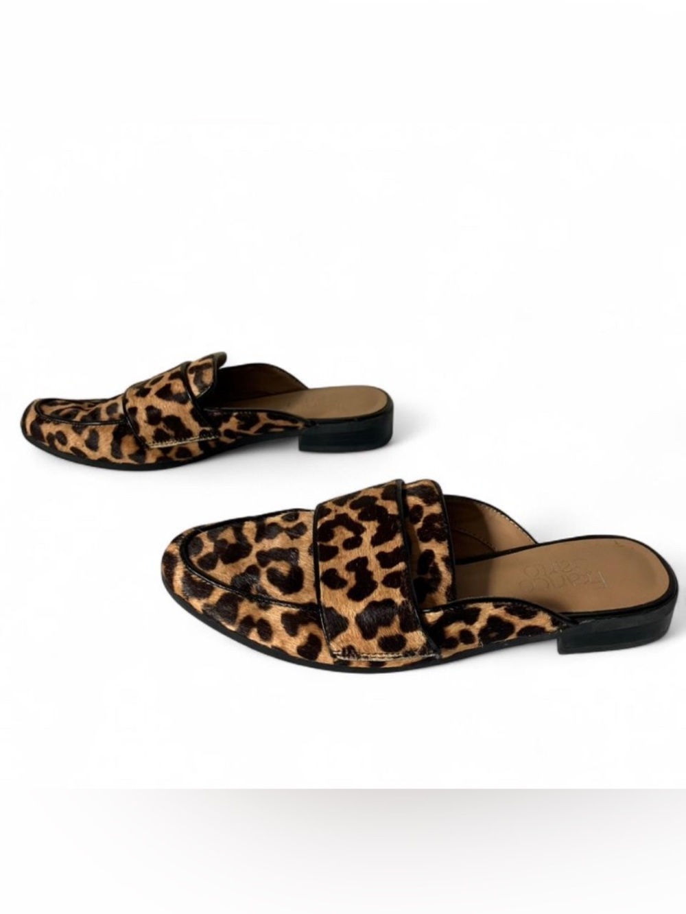 Franco Sarto Leopard Print Calf Hair Mule Loafers Size 6 - Picture 4 of 9